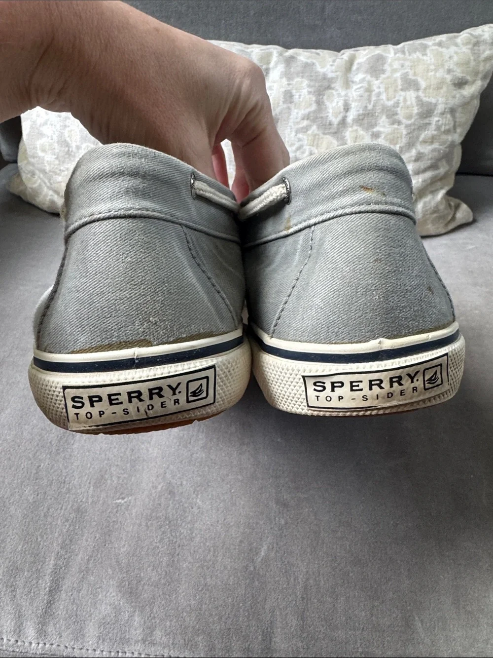 Sperry Men's Grey Canvas Boat Shoes size 10.5 M